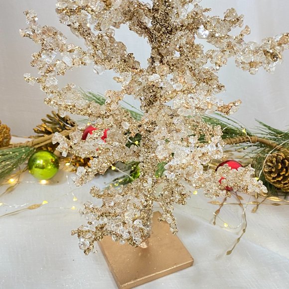 Rachel Zoe Jeweled Cluster Crystal Glass Gold Holiday Christmas Tree 24" New - Picture 4 of 16